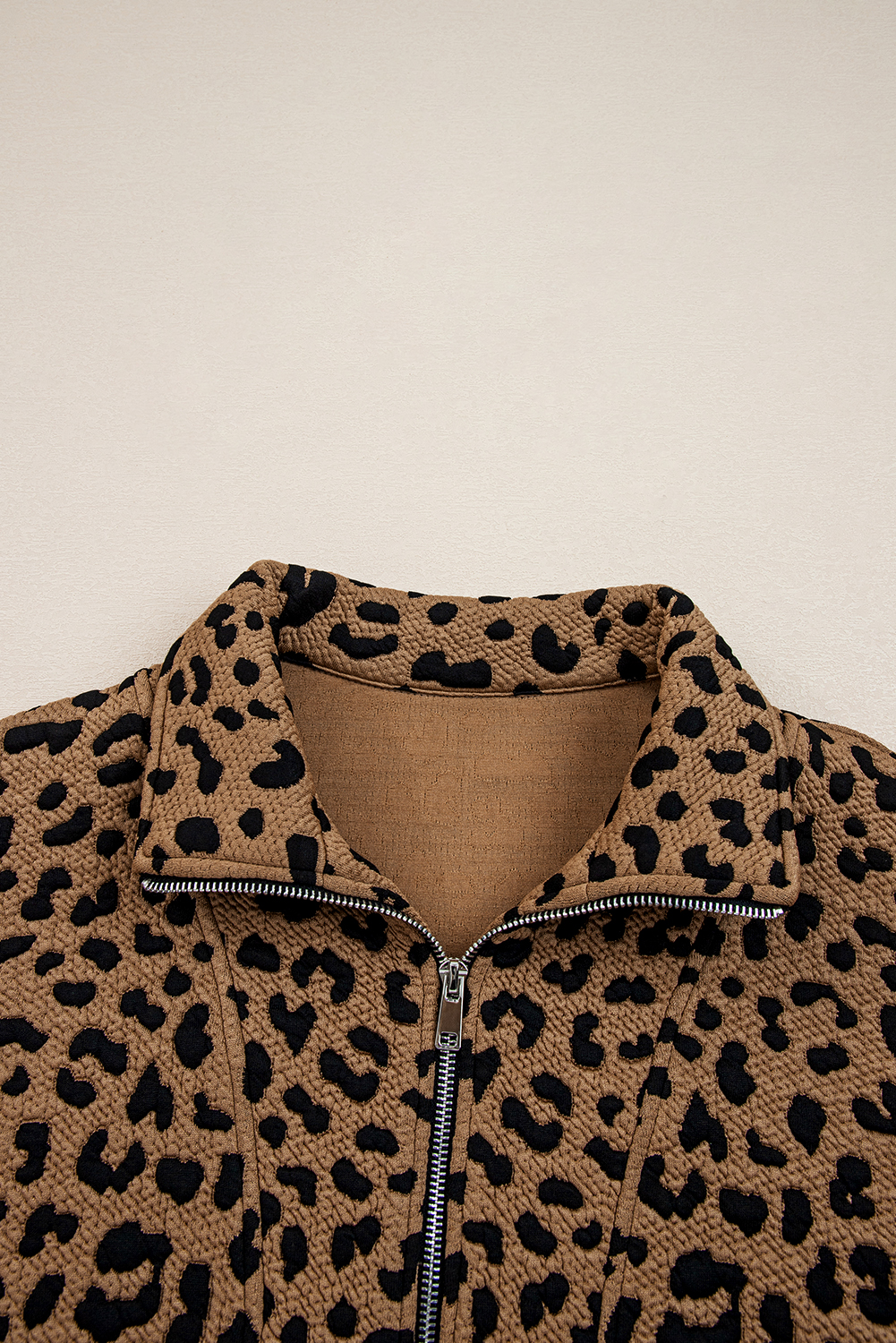 Brown Leopard Print Quarter Zip Sweatshirt - loveforevers
