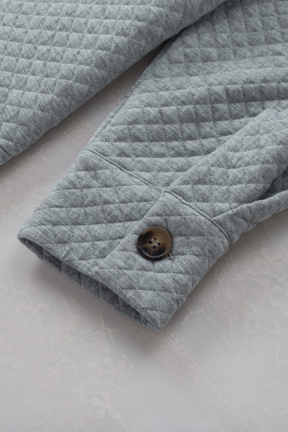 Gray Retro Quilted Flap Pocket Button Shacket - loveforevers