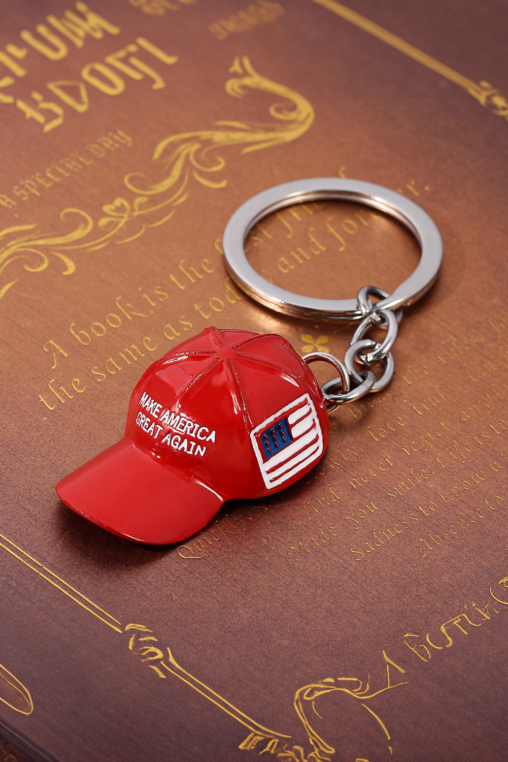 Fiery Red Make America Great Again Cap Pendant Keychain - loveforevers