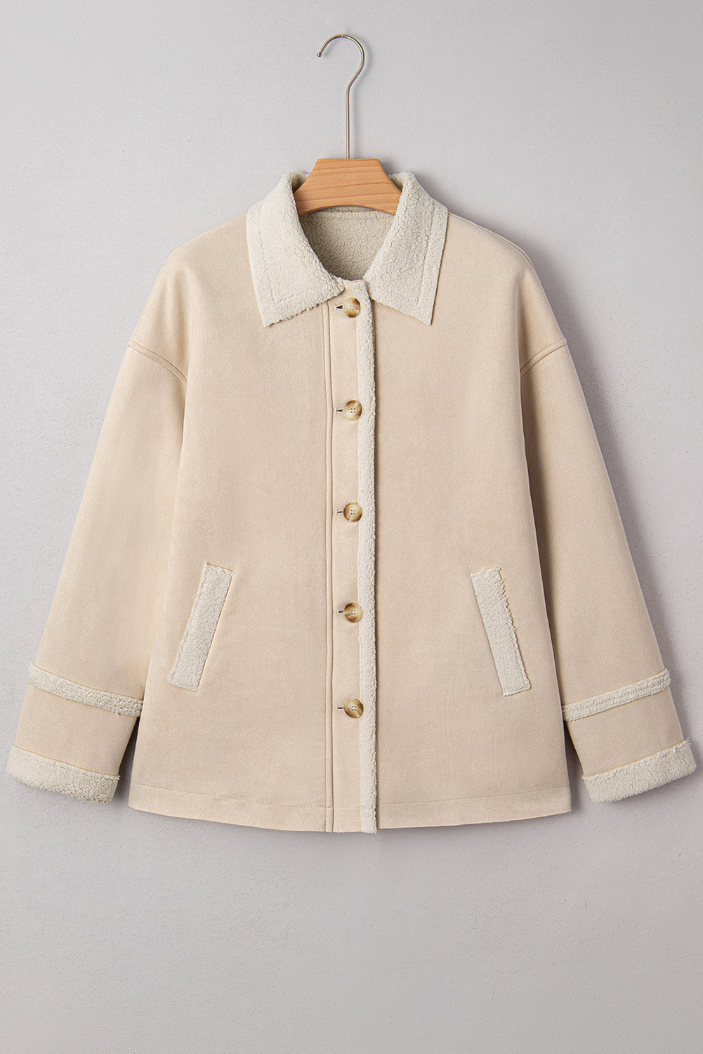 Parchment Suede Sherpa Lined Western Loose Jacket - loveforevers