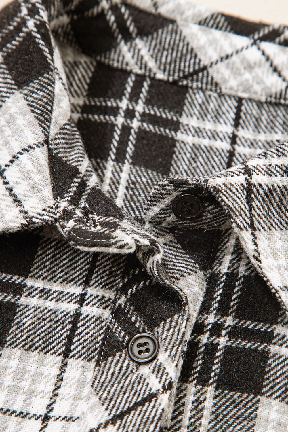 Black Plaid Print Chest Pockets Buttoned Shirt - loveforevers