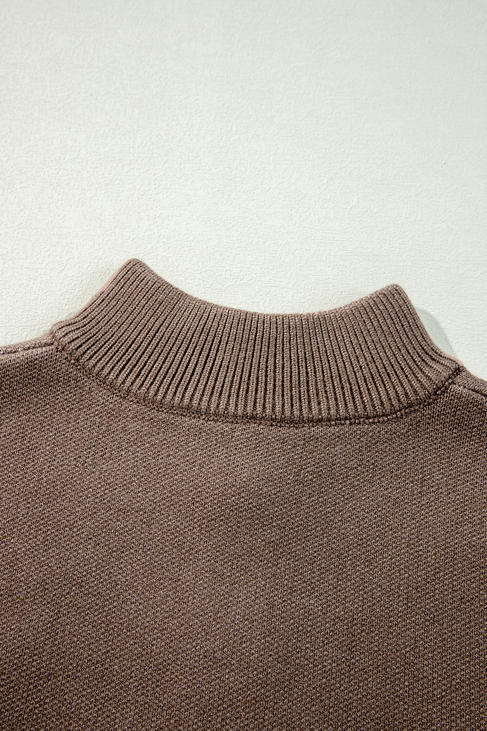 Parchment Contrast Flower Half Zipper Stand Neck Sweater - loveforevers