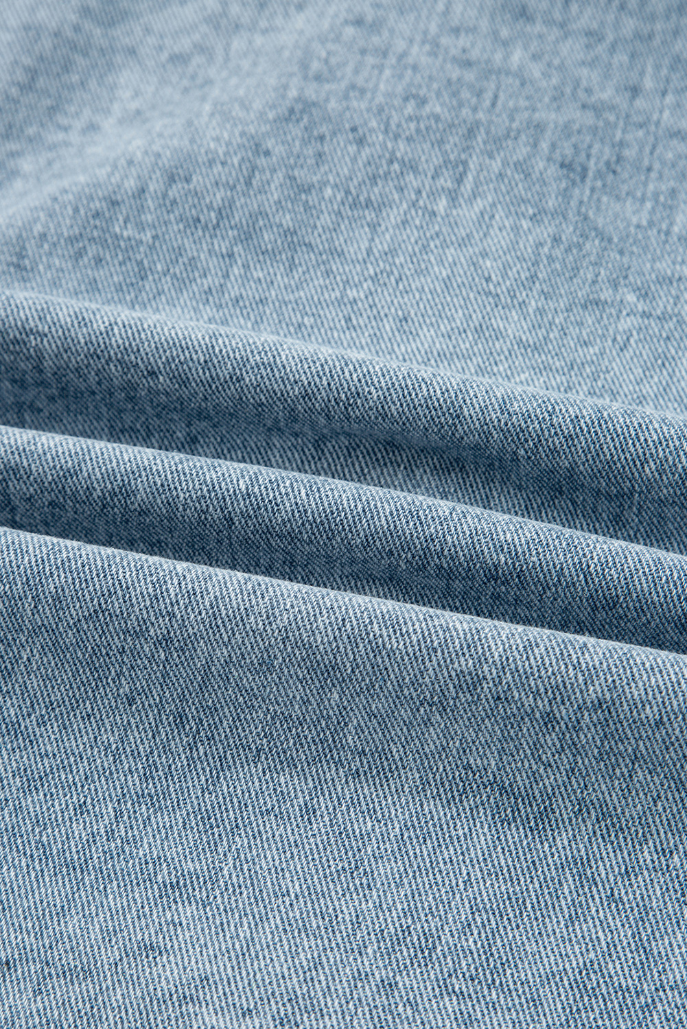 Myosotis Scallop Trim Collar Patched Pocket Button Up Mineral Washed Denim Jacket - loveforevers