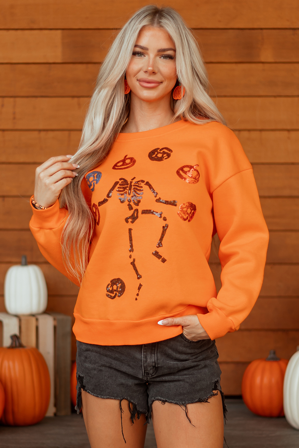 Carrot Dancing Critters Sequin Halloween Crewneck Sweatshirt - loveforevers