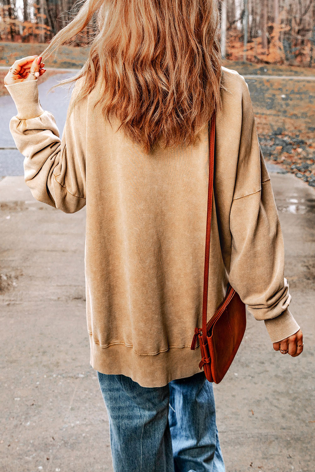 Khaki Loose Leopard Rugby Football GAME DAY Graphic Sweatshirt - loveforevers