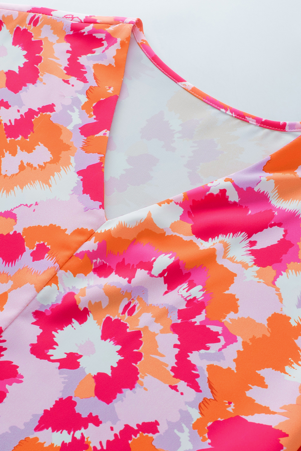 Rose Red Abstract Print V Neck Summer Blouse - loveforevers