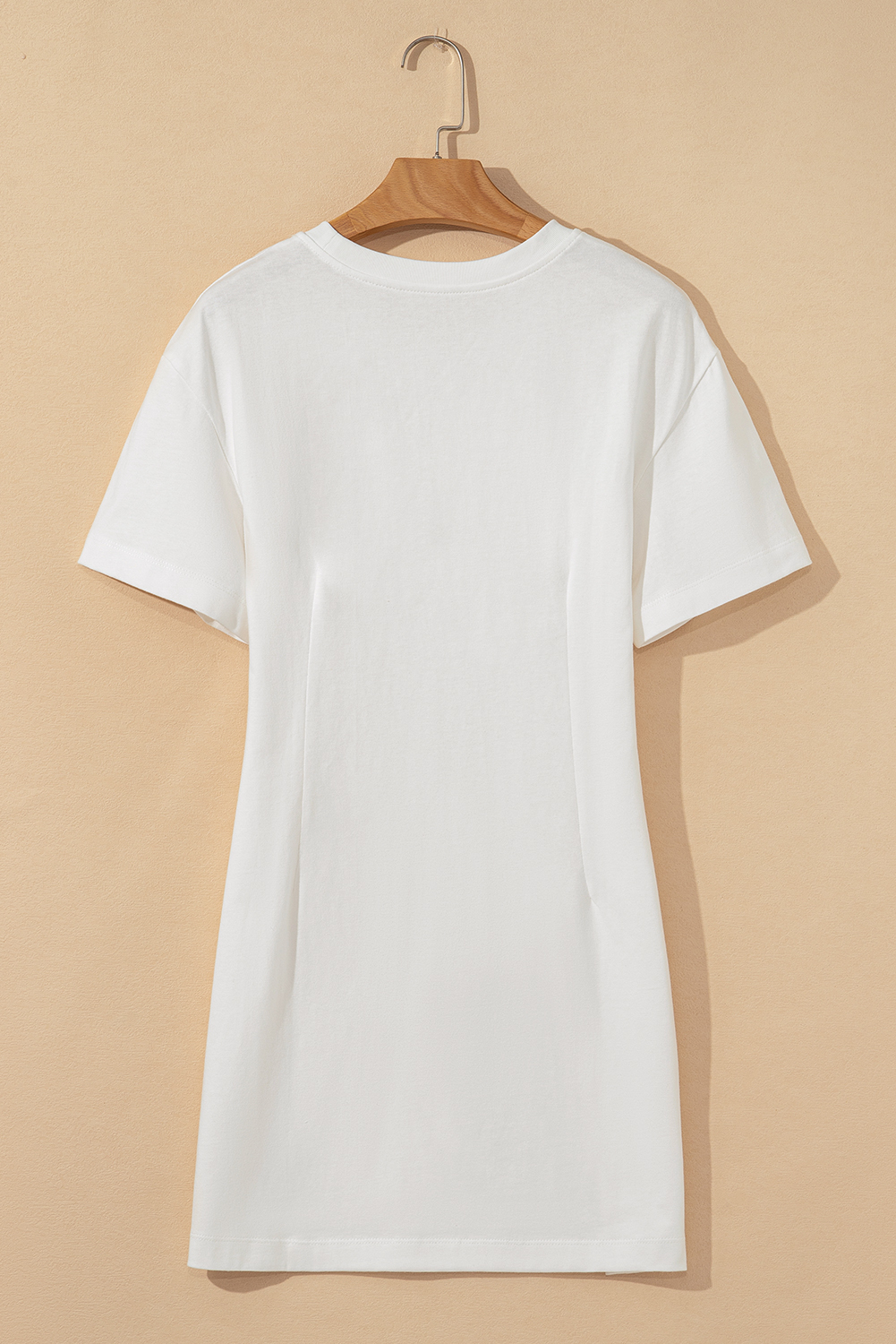 White Drop Shoulder Crew Neck Shift T Shirt Dress - loveforevers
