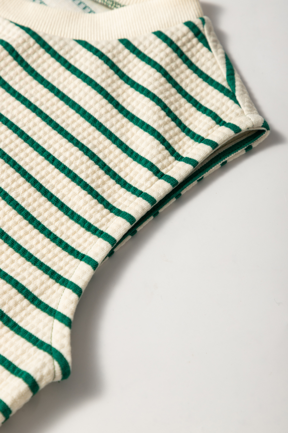 Green Stripe Woven Ruffled Sleeveless Mini Dress - loveforevers