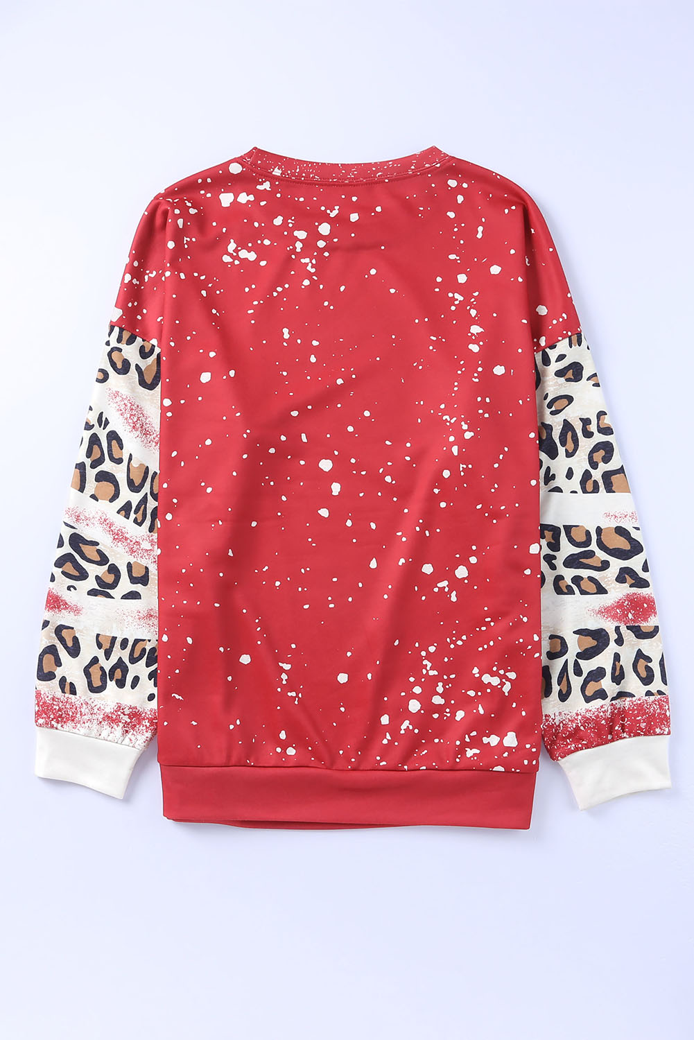 Fiery Red Tie Dye Leopard Drop Shoulder Sweatshirt - loveforevers