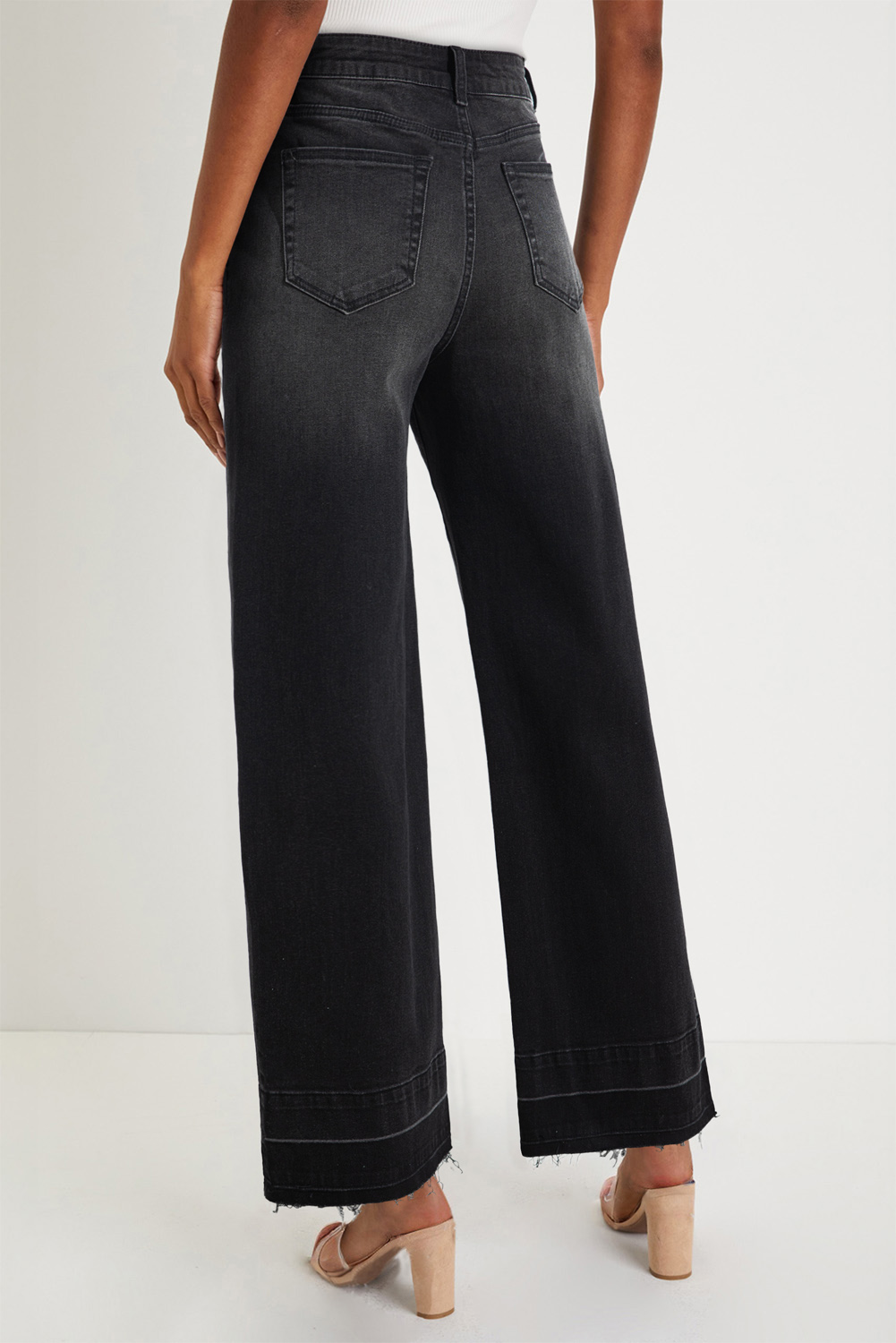 Real Teal Raw Hem Unique Cuffs Straight High Rise Loose Jeans - loveforevers