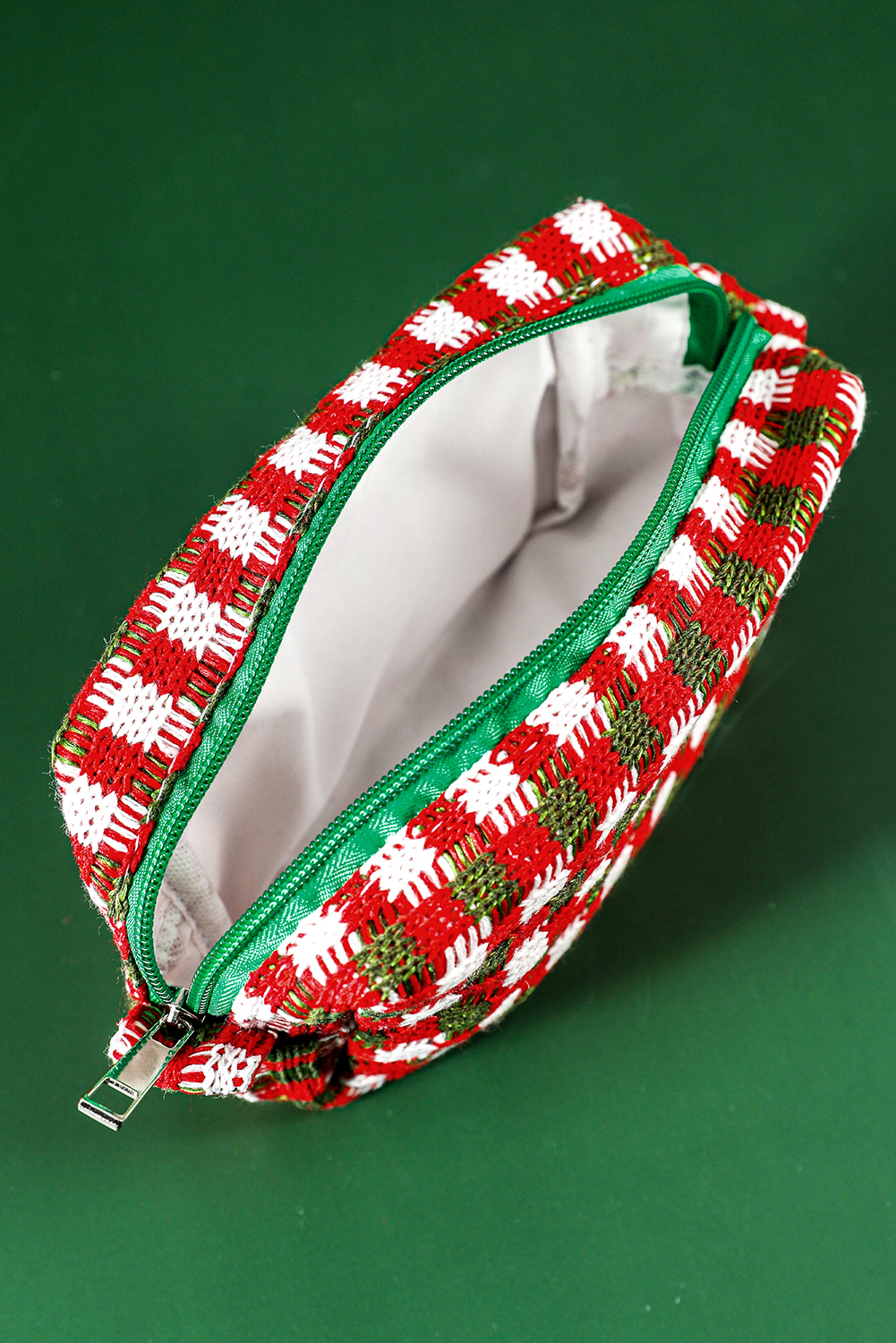 Racing Red Christmas Style Crochet Zipper Square Makeup Bag - loveforevers