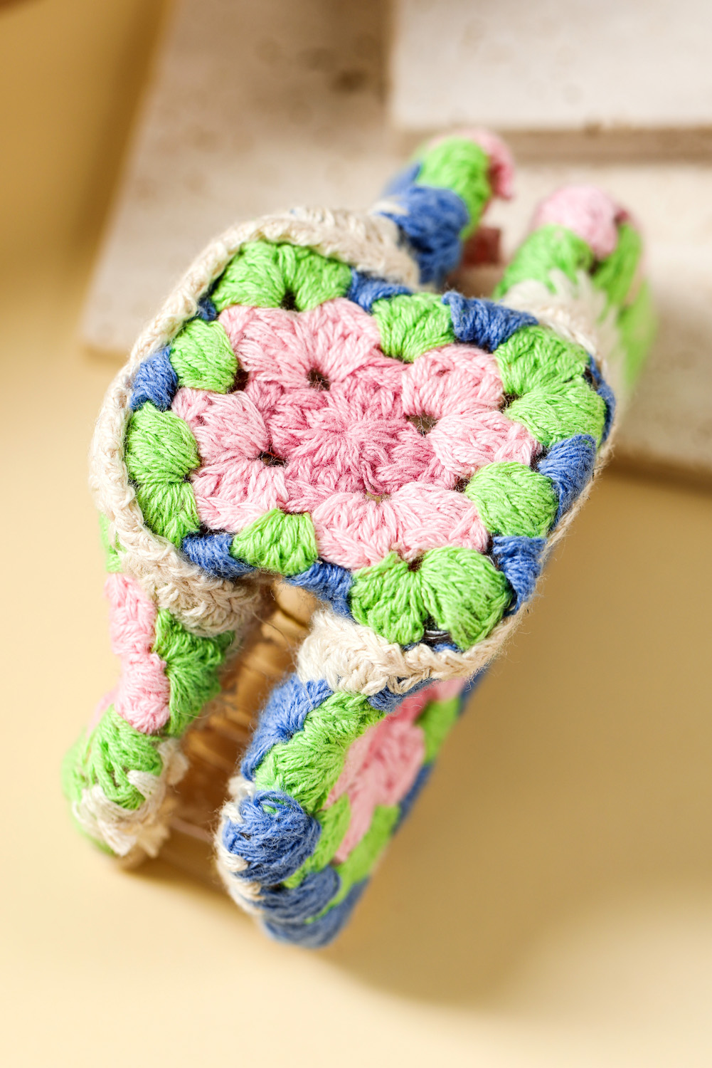 Dark Blue Flower Crochet Cover Hair Clawclip - loveforevers