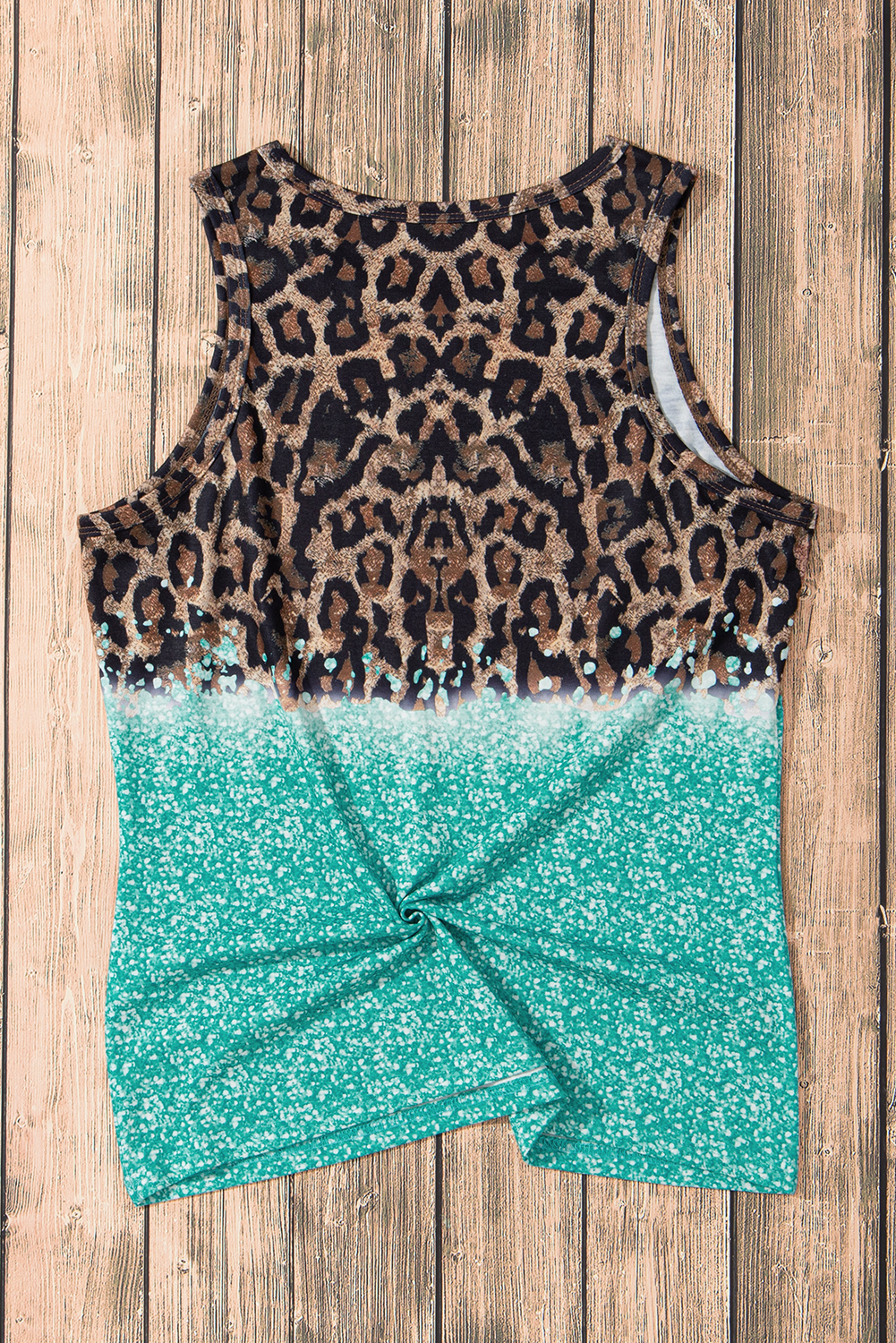 Light Blue Bleached Leopard Tie-dye Print Tank Top - loveforevers