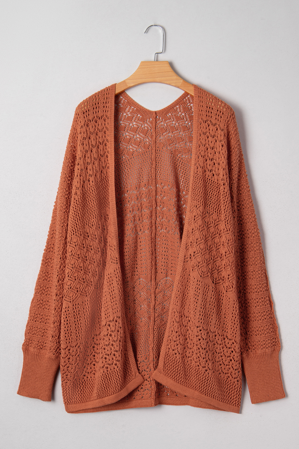 Redwood Burl Mixed Pattern Knitted Open Front Plus Cardigan - loveforevers