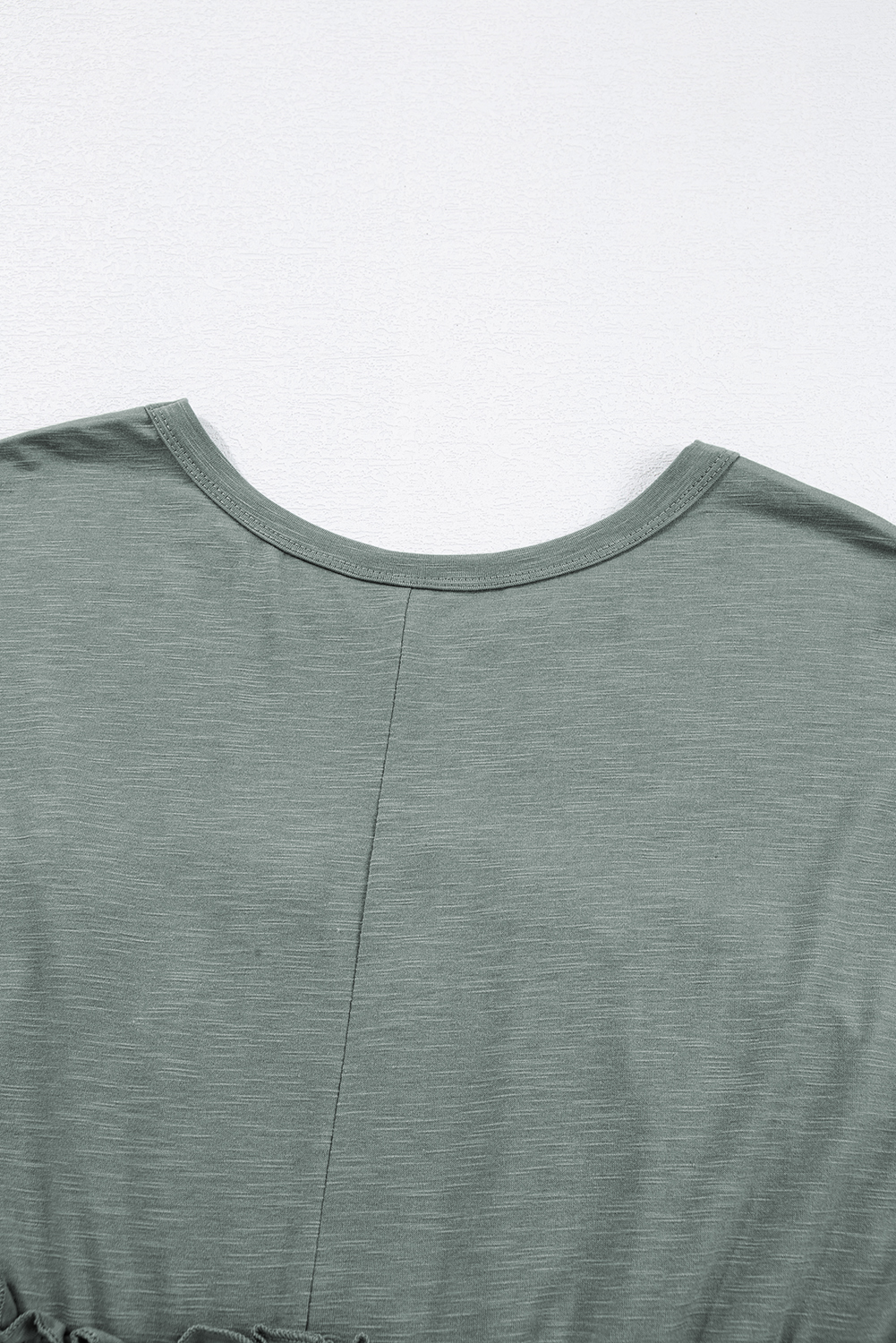 Mist Green Frilled Gathered Seam Round Neck T Shirt Dress - loveforevers