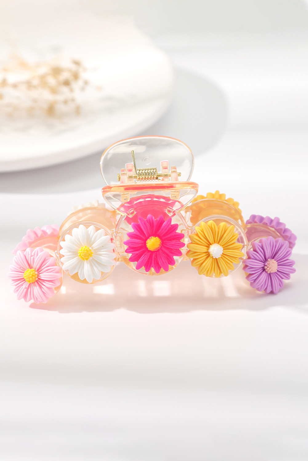 Yellow Vibrant Flower Decor Large Hair Claw Clip - loveforevers