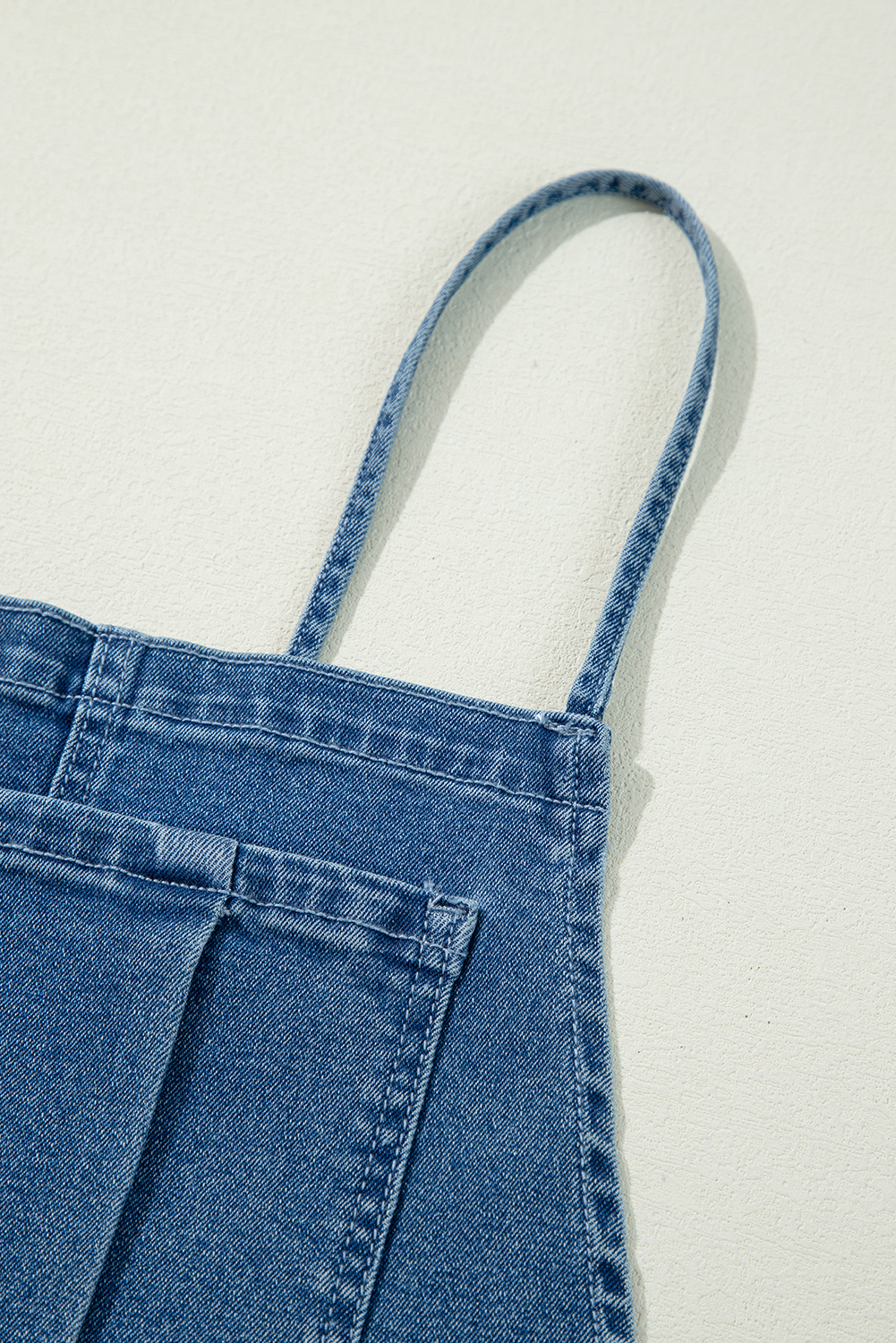 Dusk Blue Adjustable Tie Straps Cropped Wide Leg Denim Overalls - loveforevers