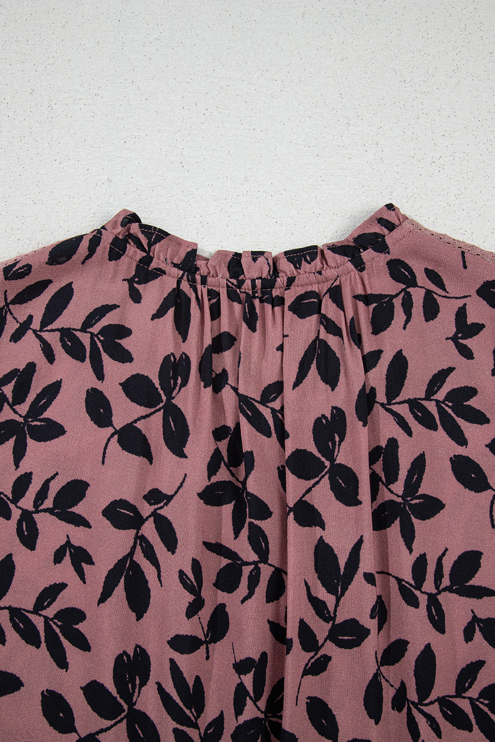 Brown Leaf Print Lace-up V Neck Crinckled Tank Top - loveforevers