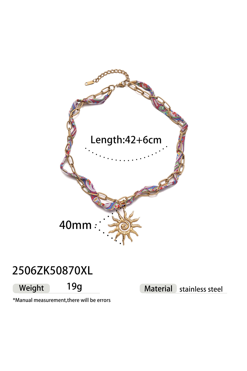Gold Plated Chain Boho Scarf Twine Sun Goddess Necklace - loveforevers