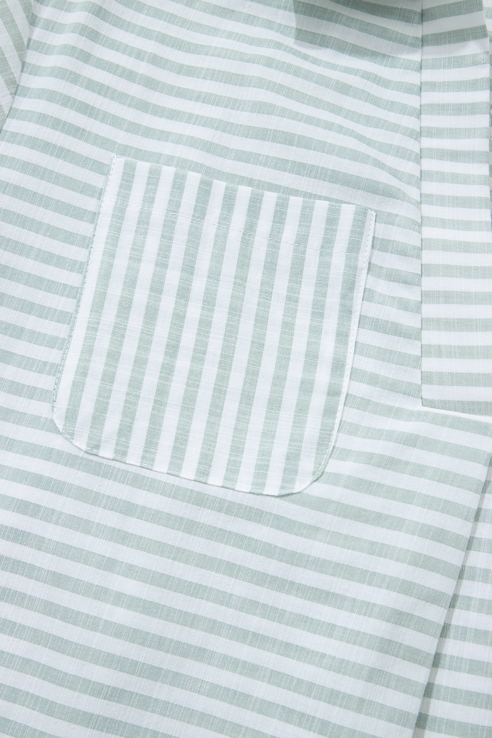 White Stripe Collared V Neck Chest Pocket Long Sleeve Beach Cover up - loveforevers