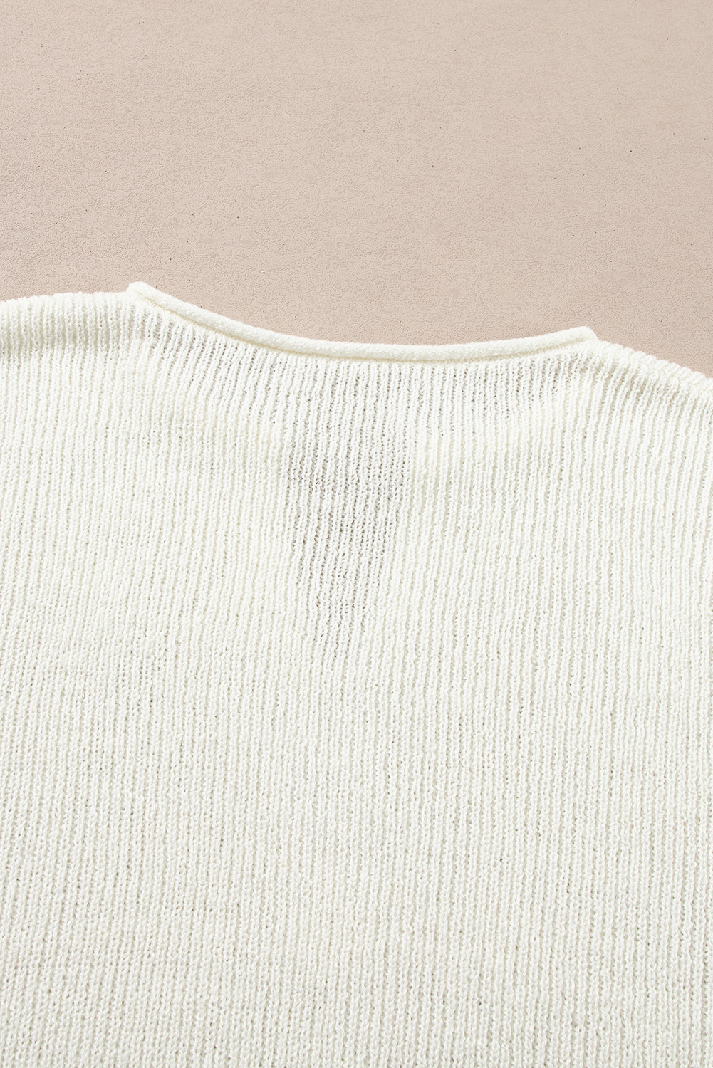 Brown Striped Accent Notched V Neck Cropped Sweater T Shirt - loveforevers