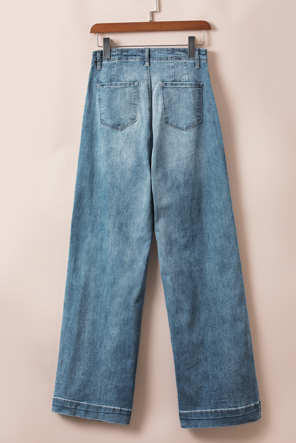 Dusk Blue Multi Buttons Medium Wash Straight Loose Leg Jeans - loveforevers
