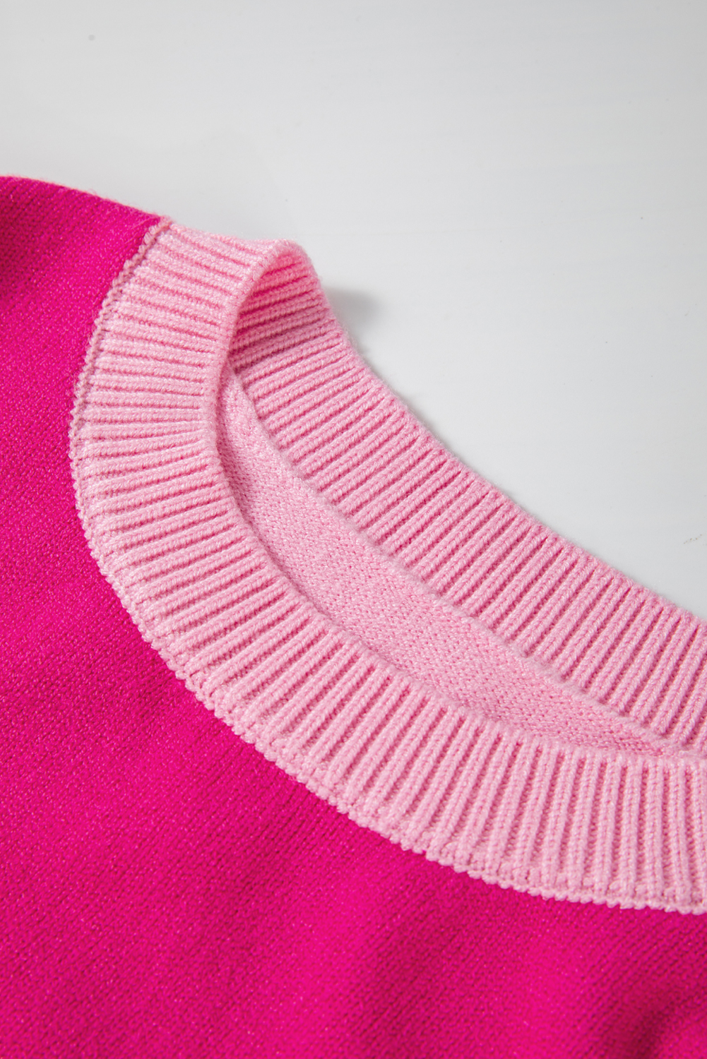 Bonbon Three Tone Contrast Round Neck Loose Sweater - loveforevers