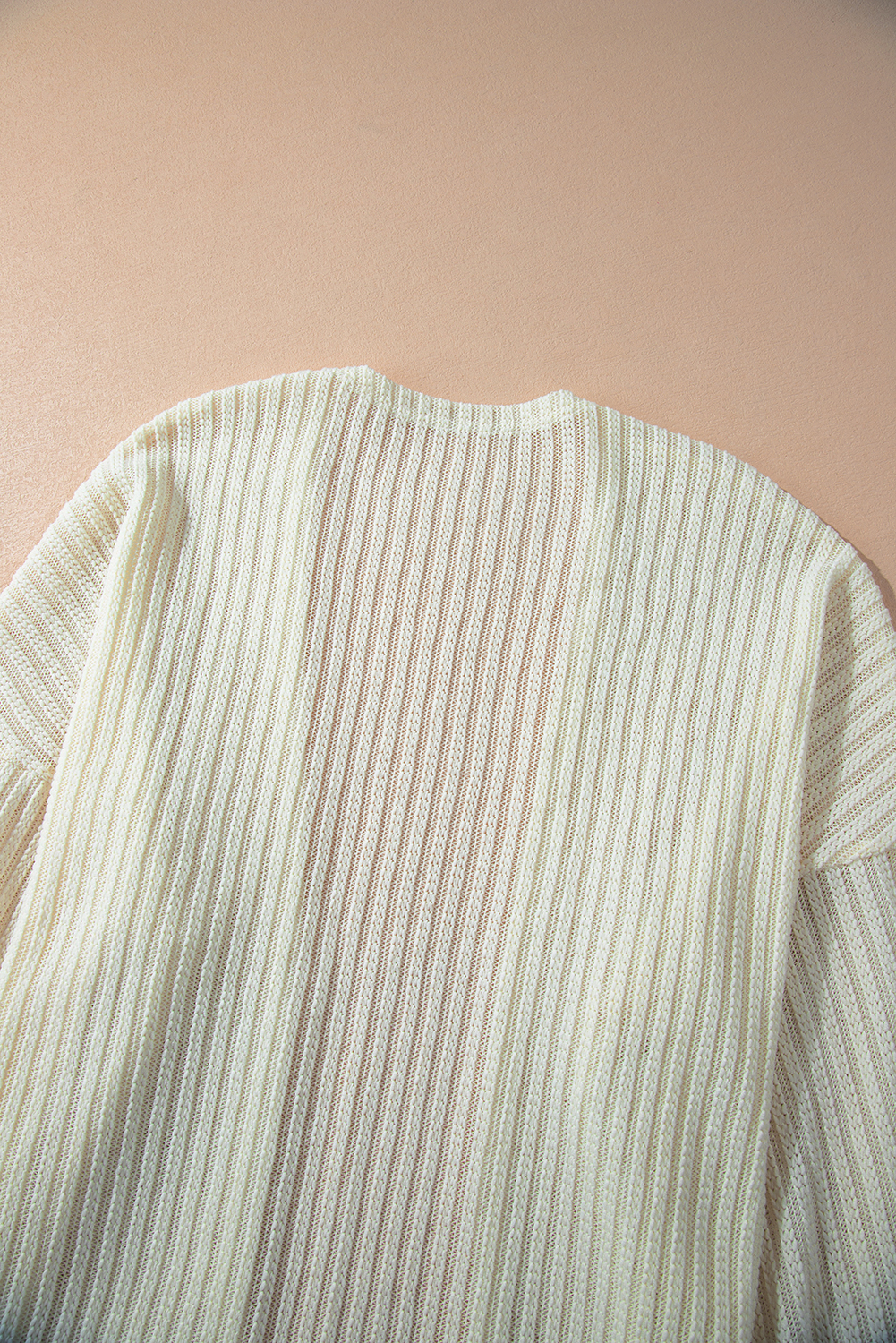 Beige Textured Lantern Sleeve Open Kimono - loveforevers