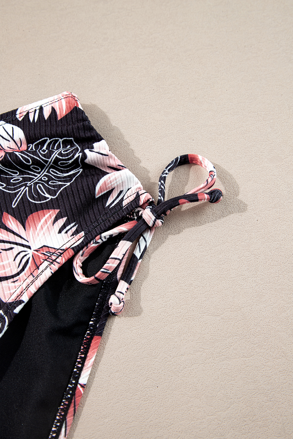 Black Ribbed Knit High Waist 2pcs Bikini Swimsuit - loveforevers