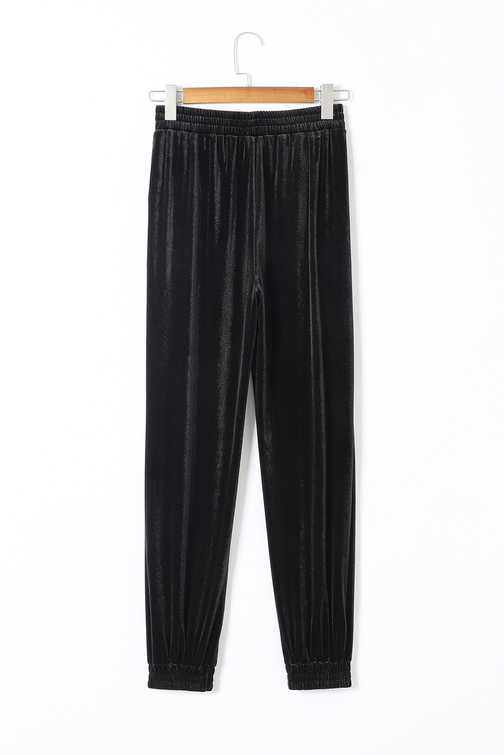 Black Solid Velvet Jogger Pants - loveforevers