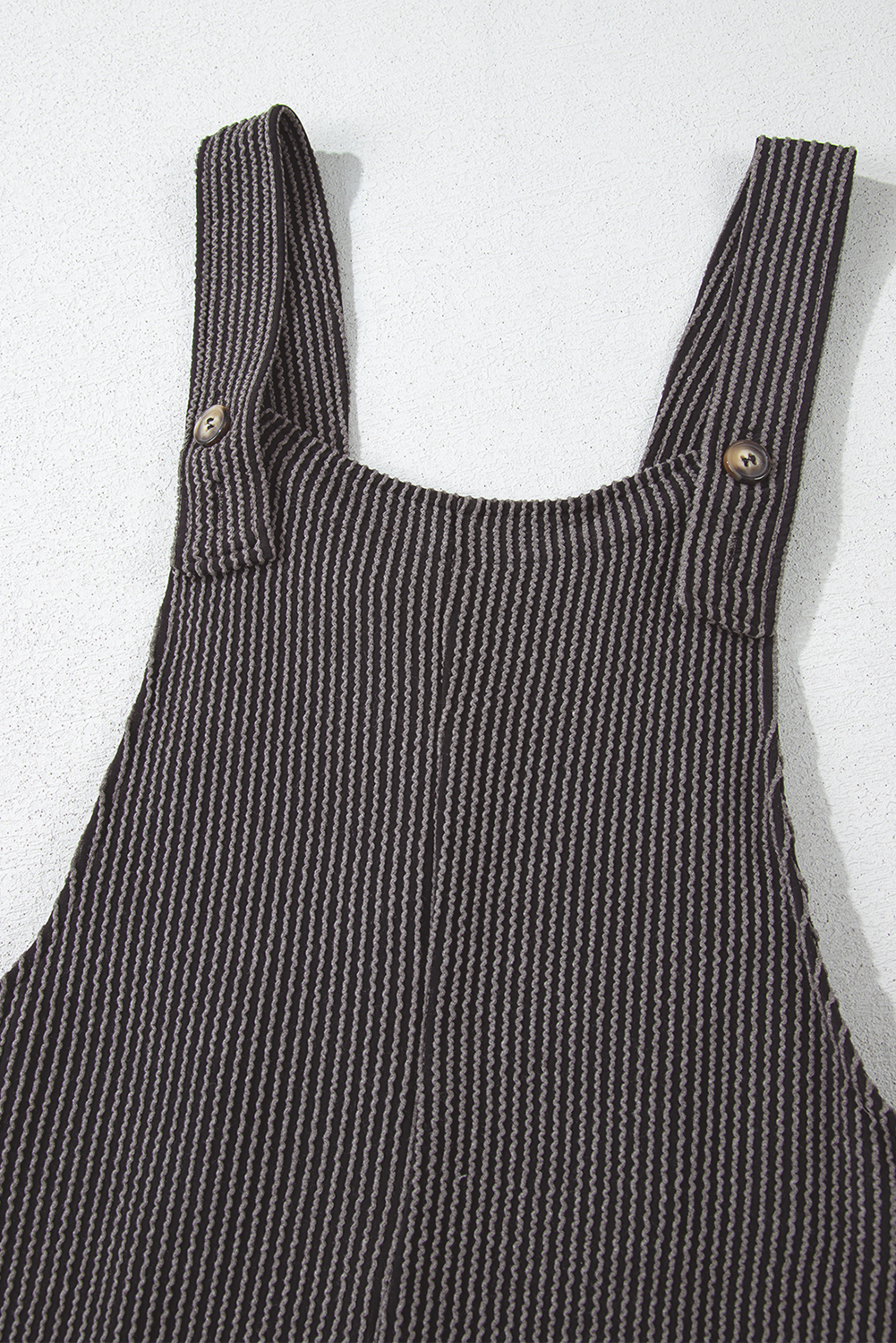 Dark Grey Ribbed Knit Patched Pocket Wide Leg Overalls - loveforevers