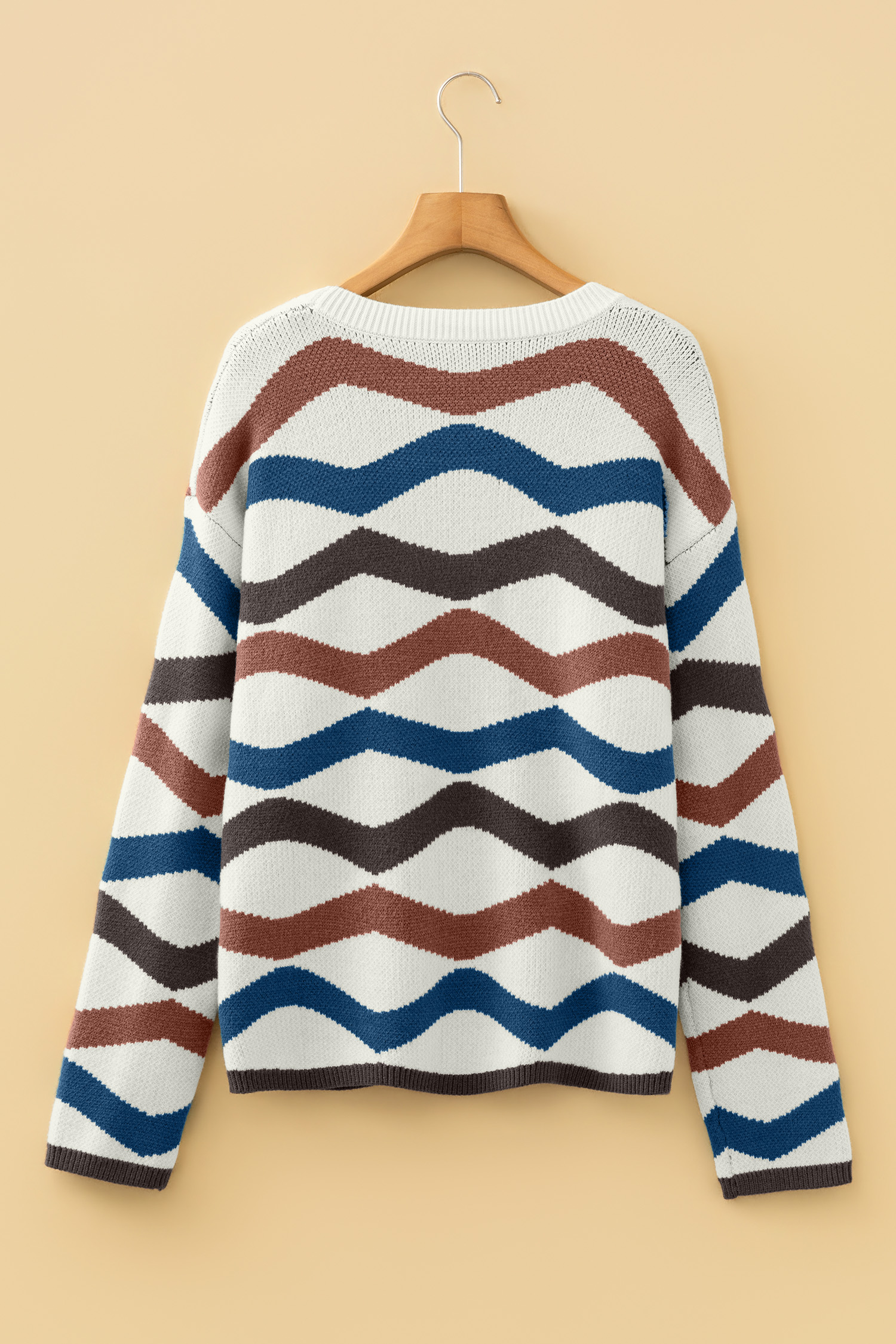 Multicolour Retro Wave Print Western Sweater - loveforevers