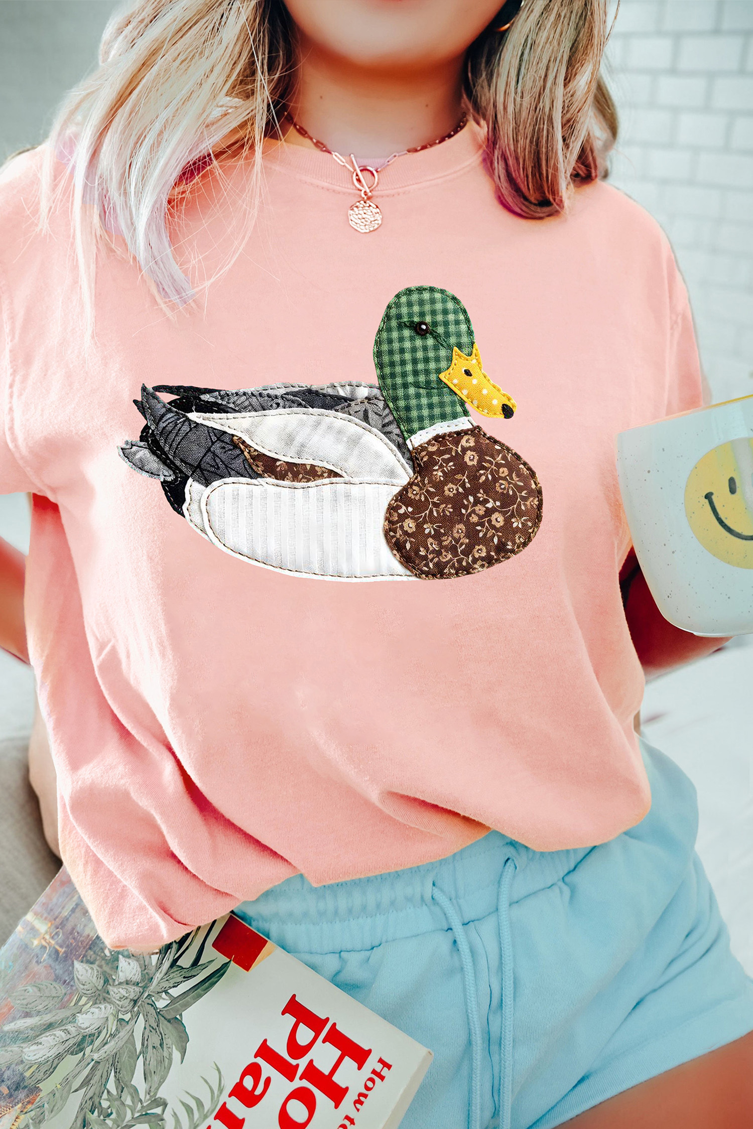 Khaki Flying Mallard Print Crew Neck T Shirt - loveforevers