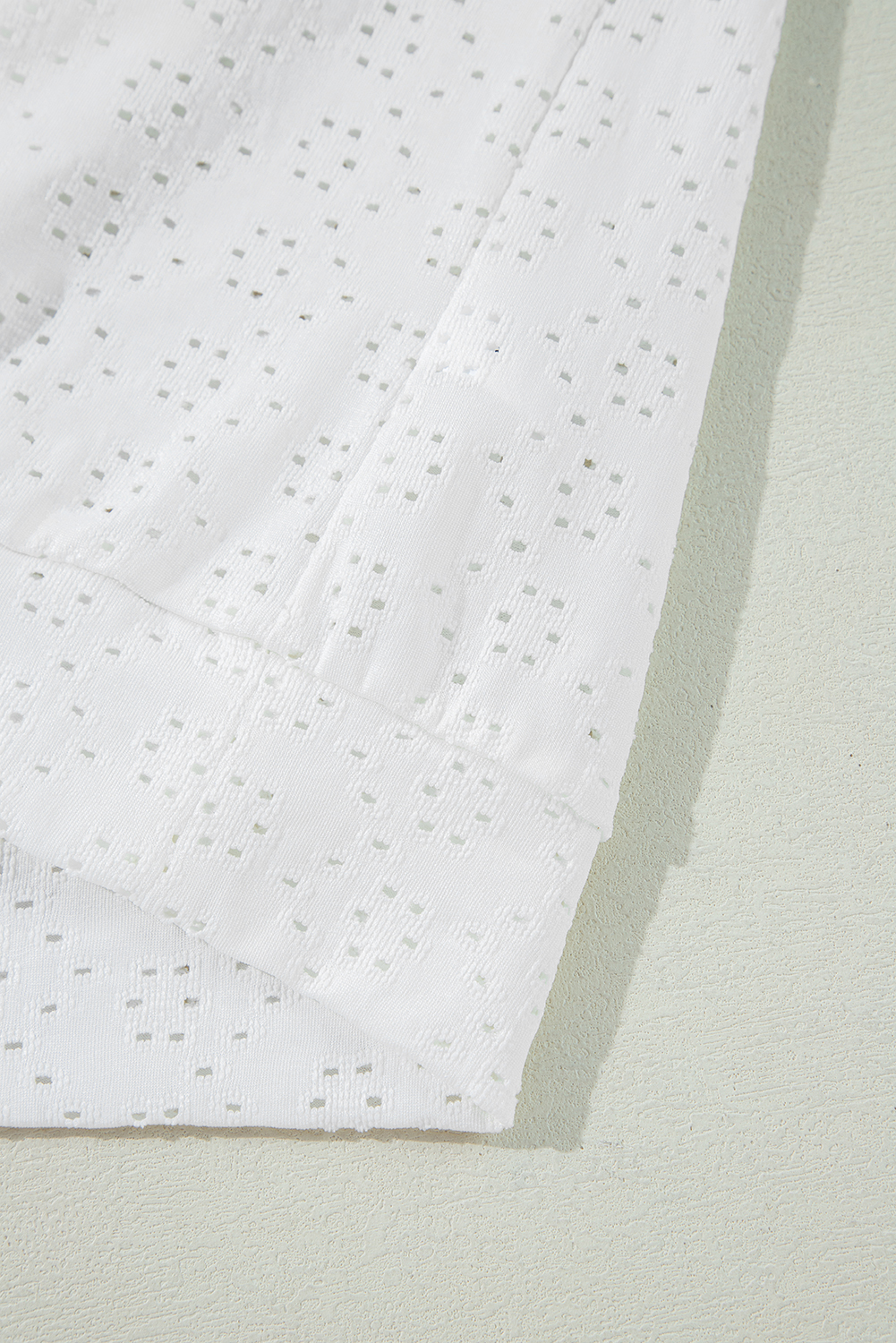 White Eyelet Pattern Boat Neck Casual Tee - loveforevers