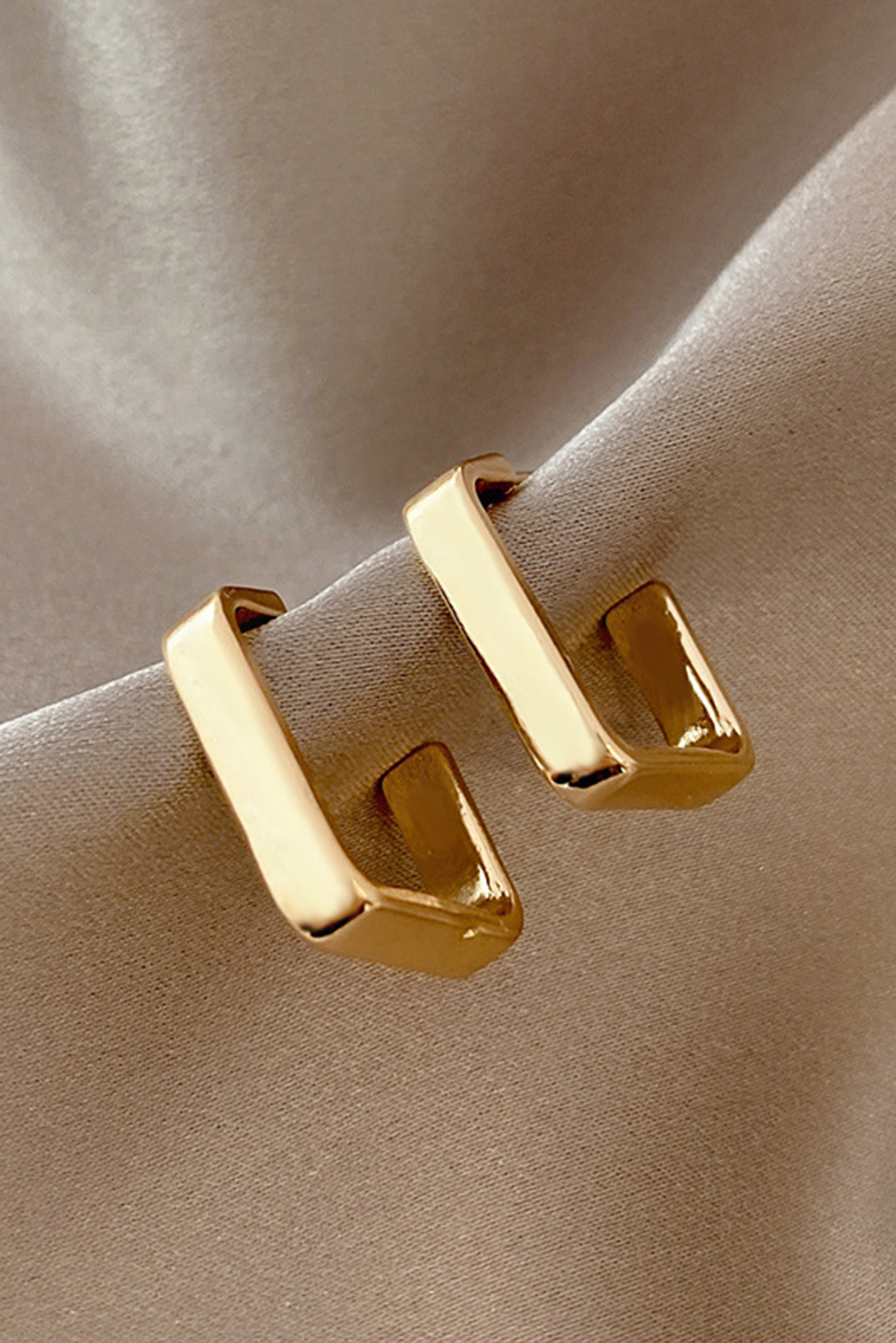 Gold Square Hook Plated Alloy Stud Earrings - loveforevers