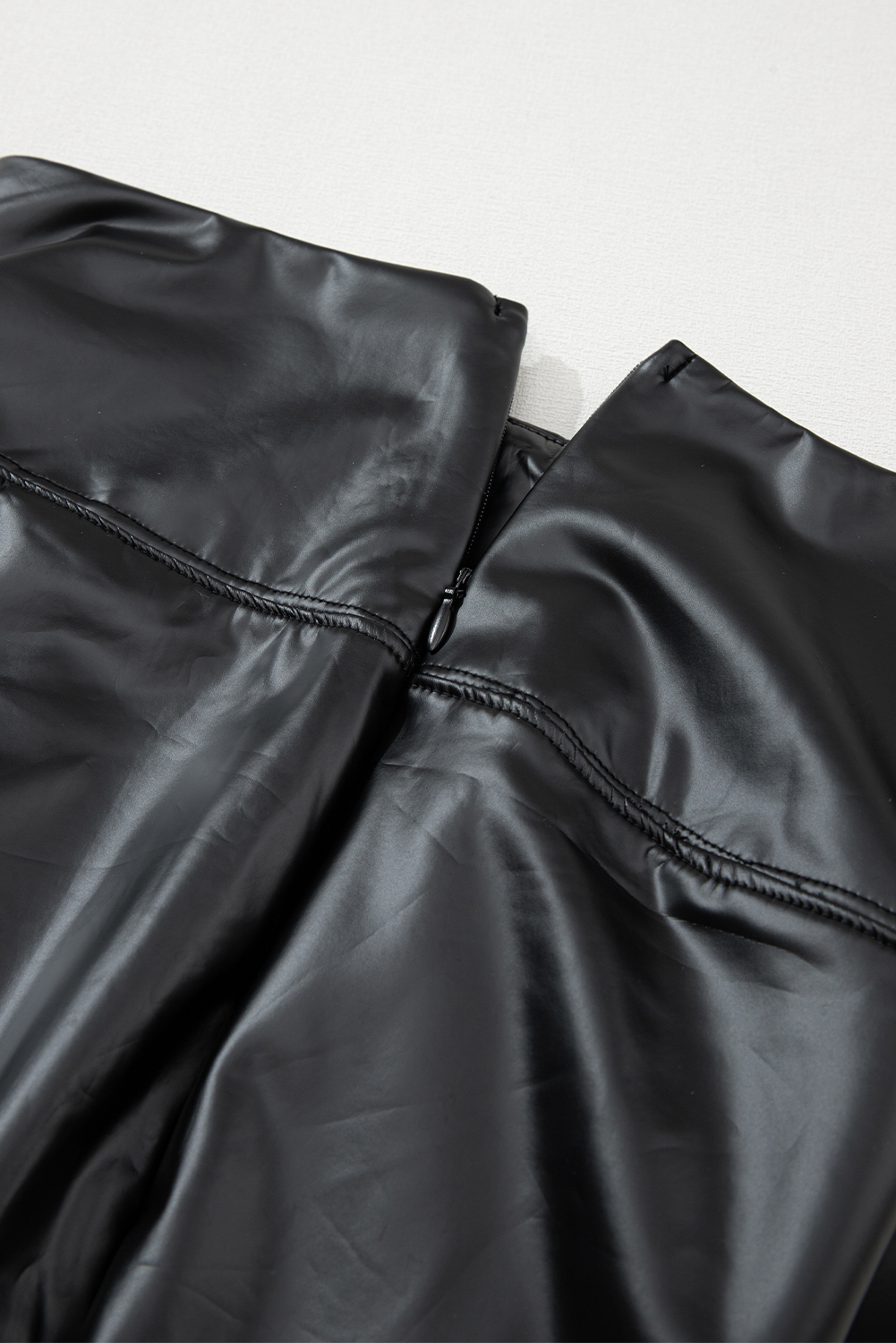 Black Faux Leather Zipped Detail Leggings - loveforevers