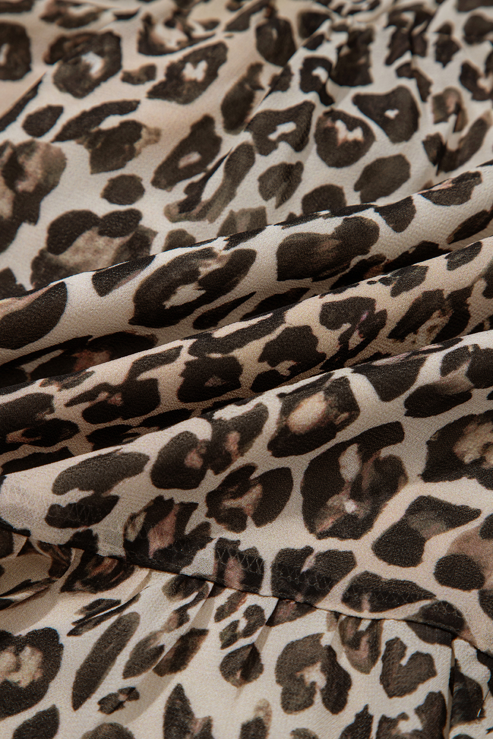 Khaki Leopard 3/4 Sleeve V Neck Swing Dress - loveforevers