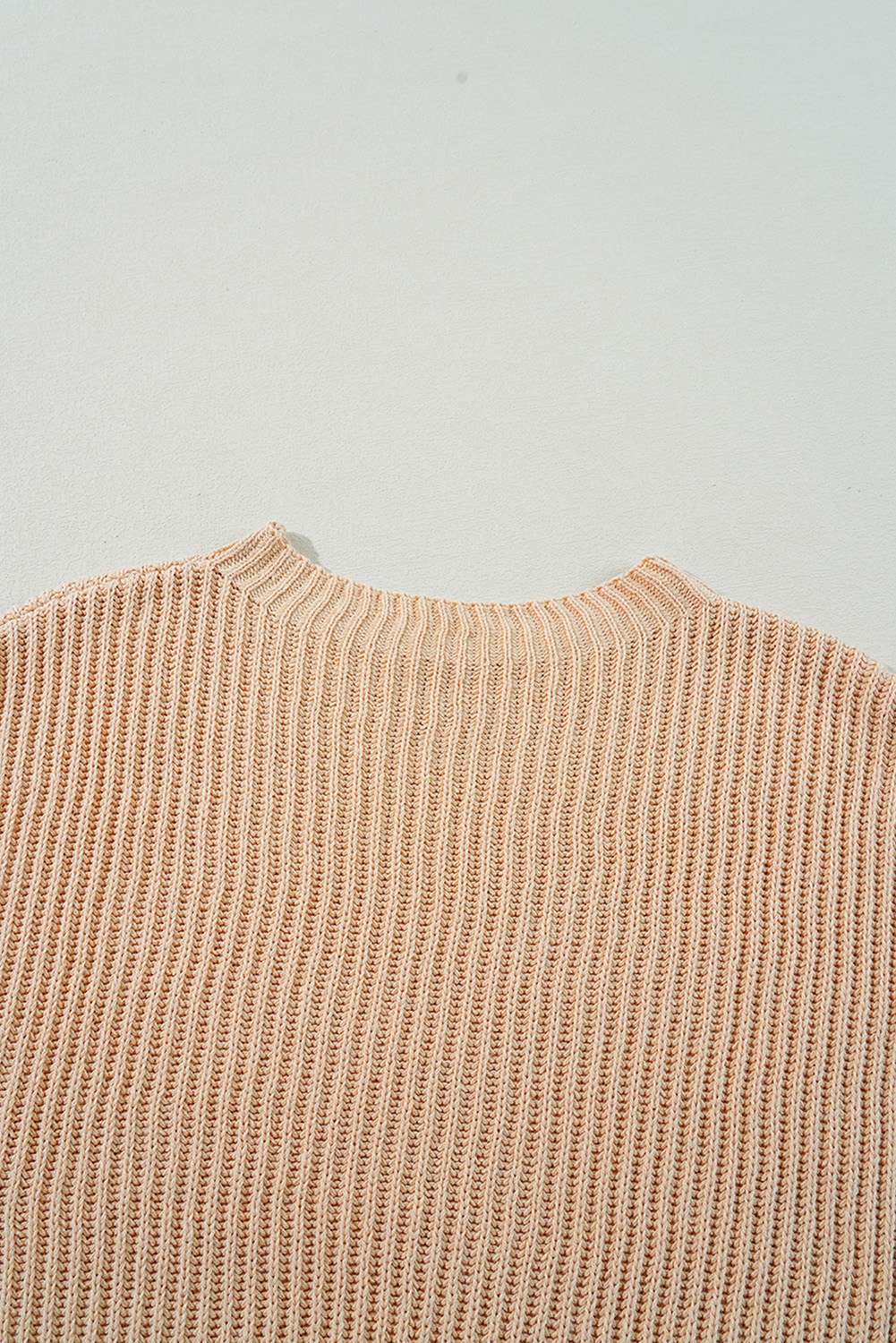 Apricot Cable Knit Drop Shoulder Side Slits Loose Sweater - loveforevers