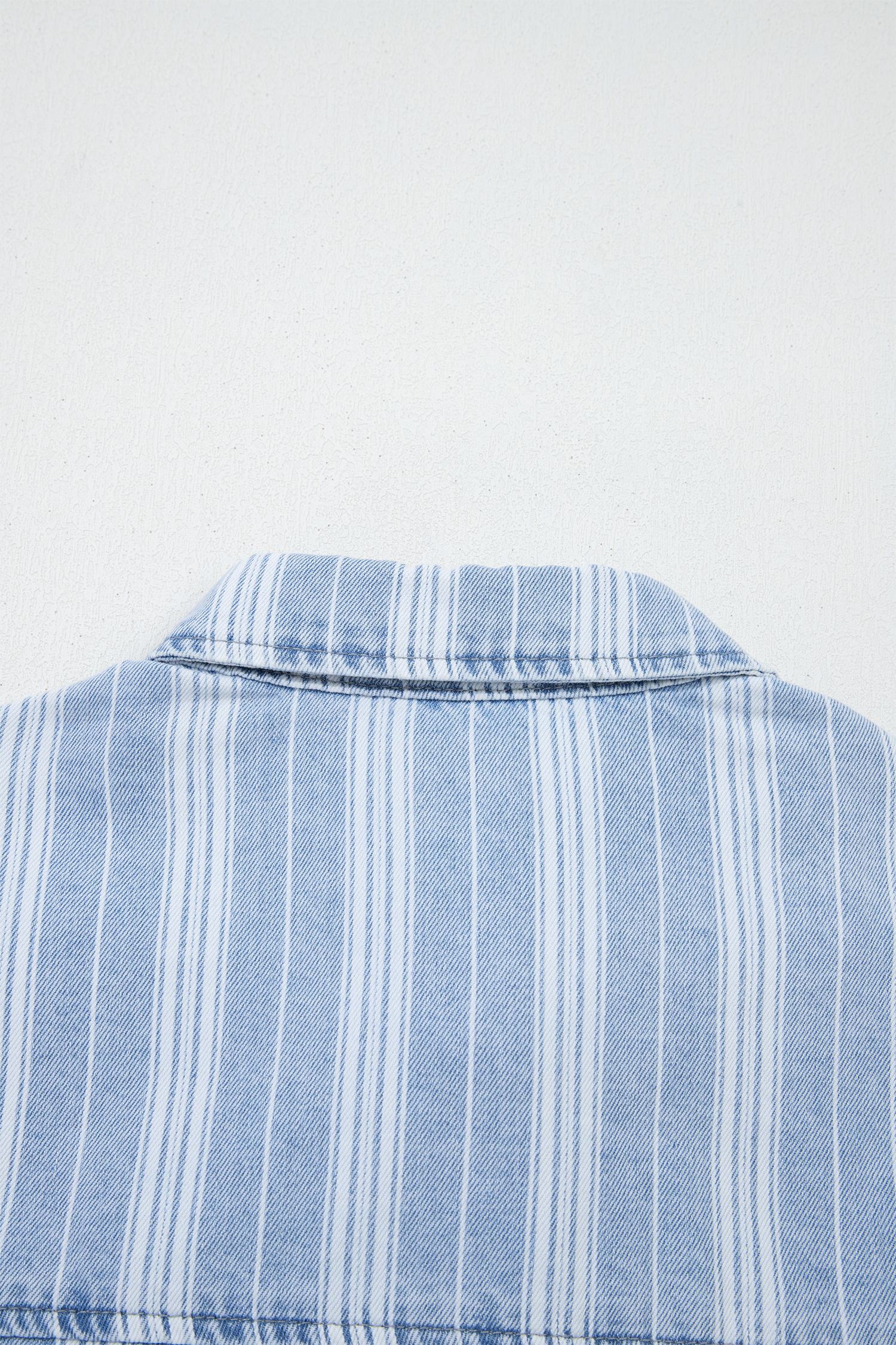 Sky Blue Stripe Boyfriend Chest Pocket Classic Denim Shacket - loveforevers