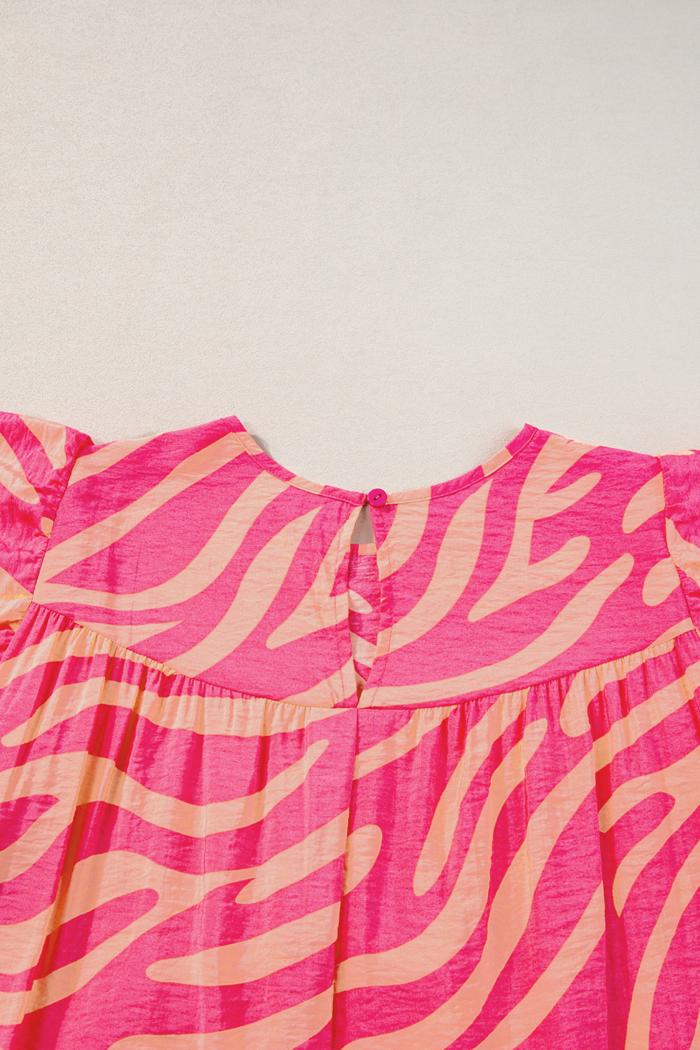 Pink Zebra Stripe Printed Ruffle Trim Pocketed Dress - loveforevers