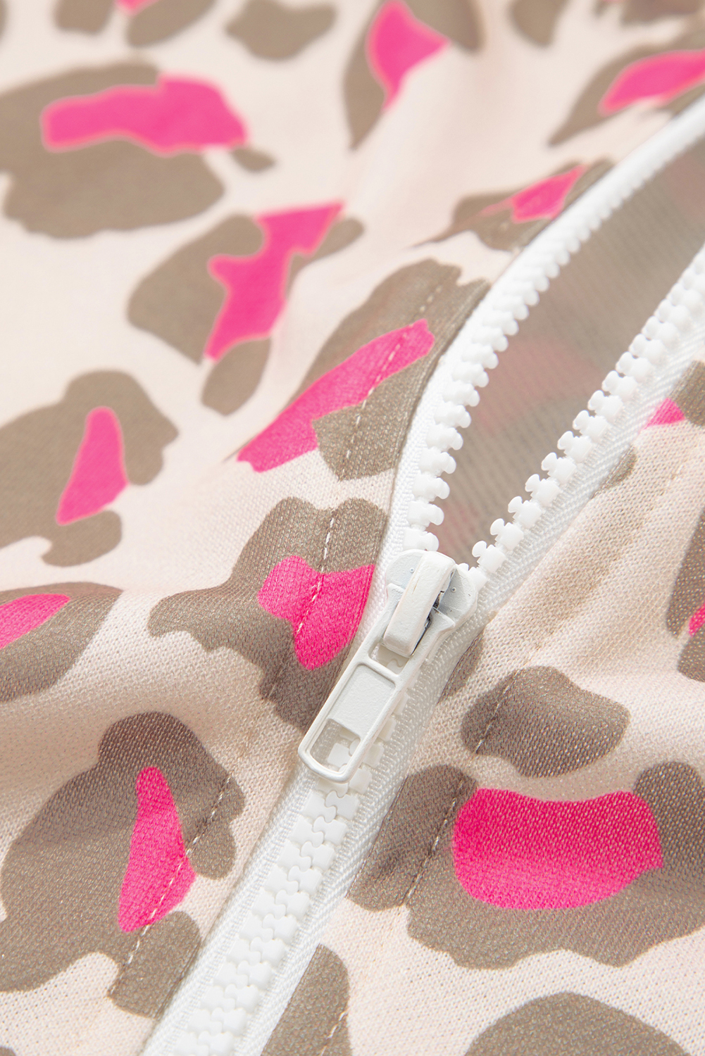 Rose Leopard Print Zip-up Hooded Sweatshirt - loveforevers