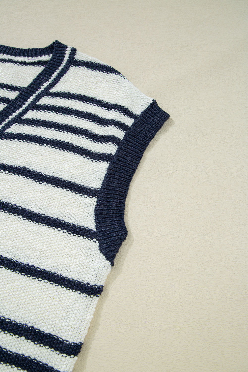 Blue Stripe Loose Buttoned V Neck Sweater Vest - loveforevers