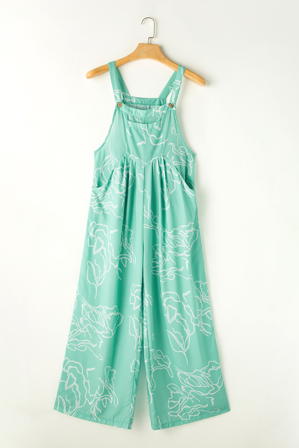 Moonlight Jade Printed Bib Wide Leg Overall - loveforevers