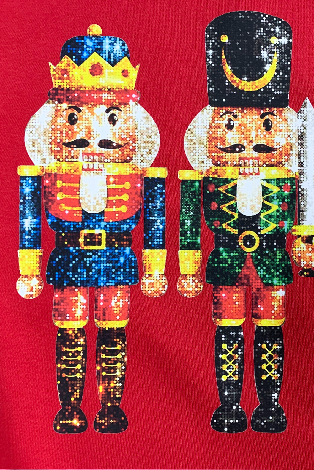 Red Christmas Metallic Nutcracker Graphic Crew Neck Sweatshirt - loveforevers