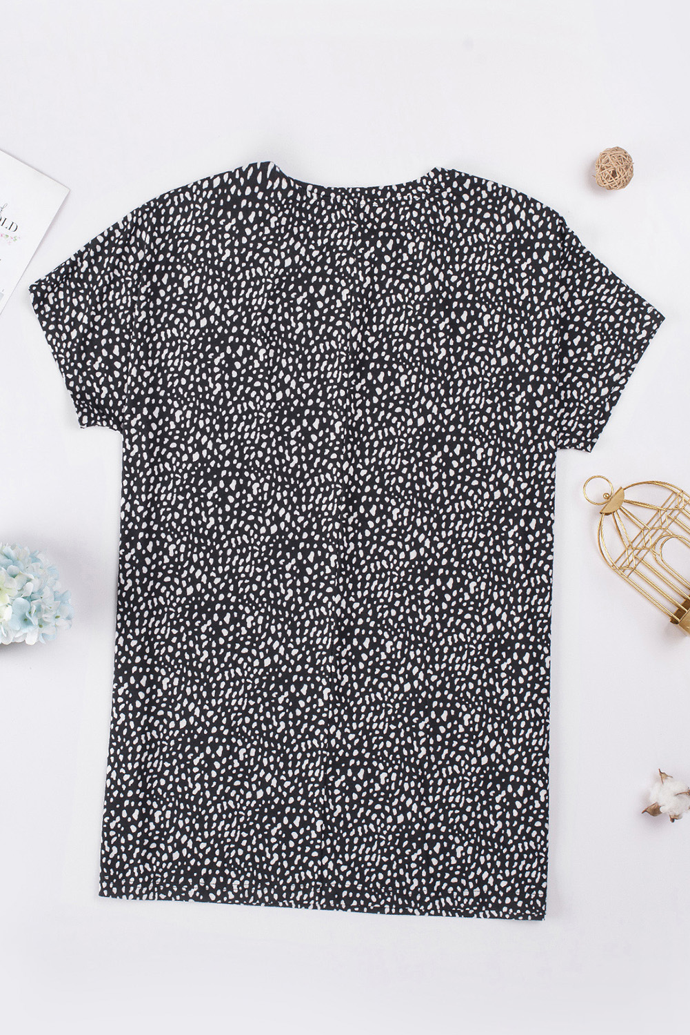 Black Leopard Print Side Pockets Tunic Top - loveforevers