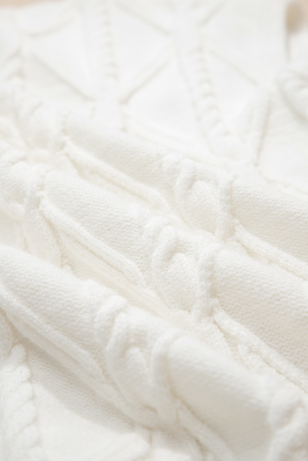 White Pearled High Neck Textured Knit Sweater Vest - loveforevers