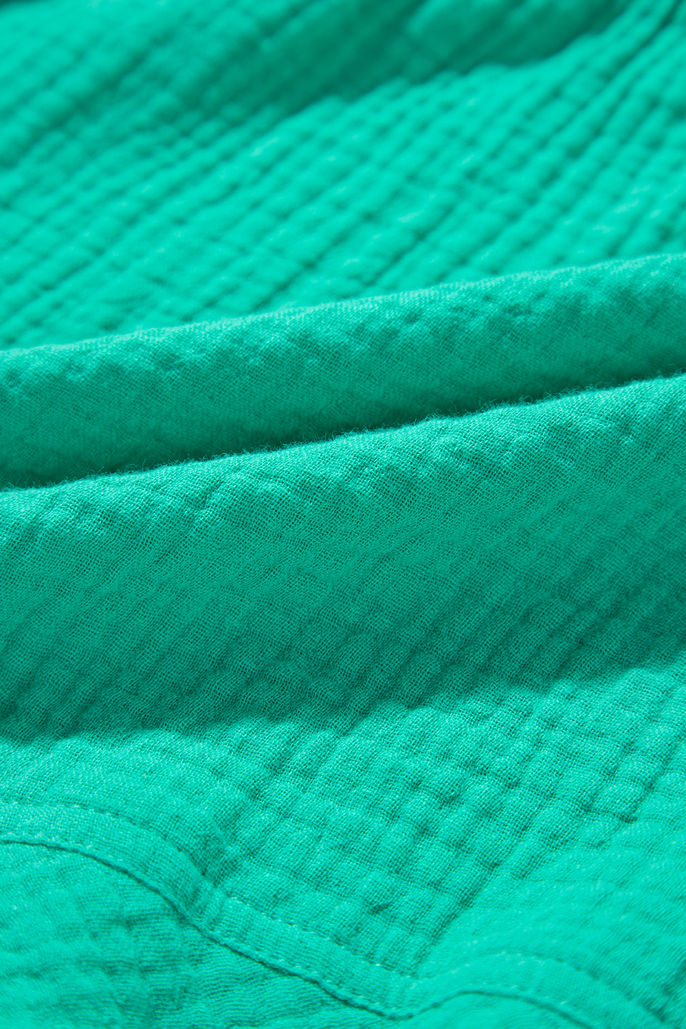 Sea Green Textured Buttoned Thin Strap Tiered Loose Fit Mini Dress - loveforevers