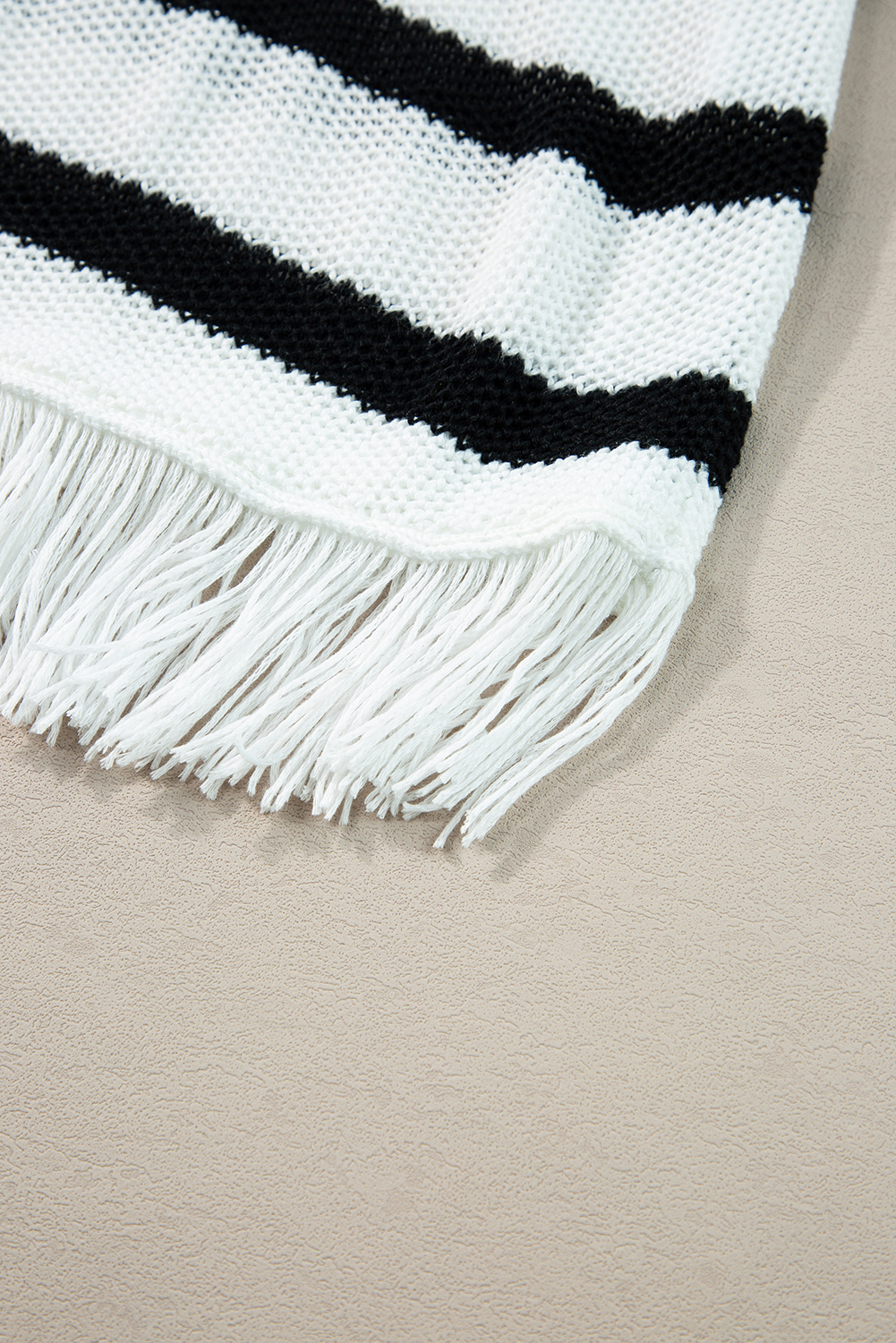 Beige Stripe Loose Knit Fringe Tank Top - loveforevers
