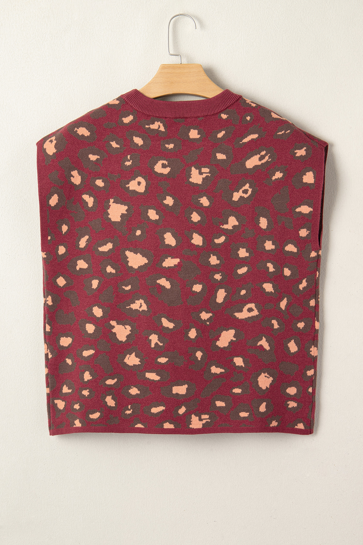Red Leopard Print Cap Sleeve Knitted Top - loveforevers