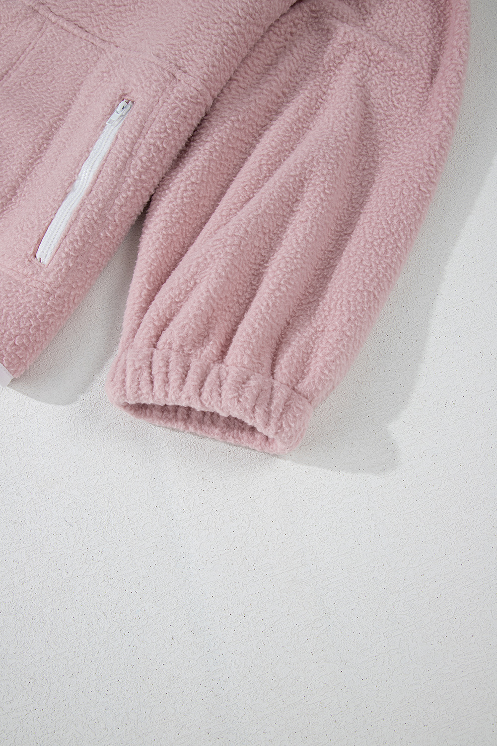 Fushia Stand Neck Half Button Zip Pocket Plush Sweatshirt - loveforevers